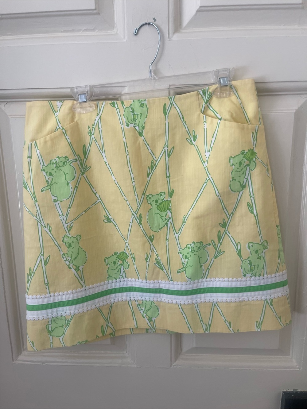 Lilly Pulitzer Yellow Mini Skirt with Green Koala Print- vintage like new